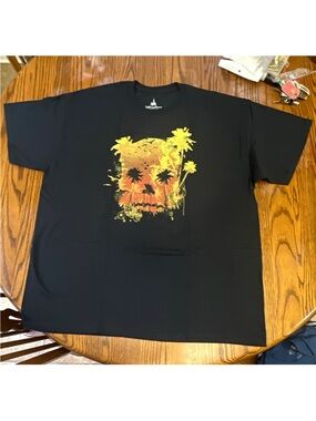 New Disney Black Graphic Palm Skull T-Shirt - Unbranded